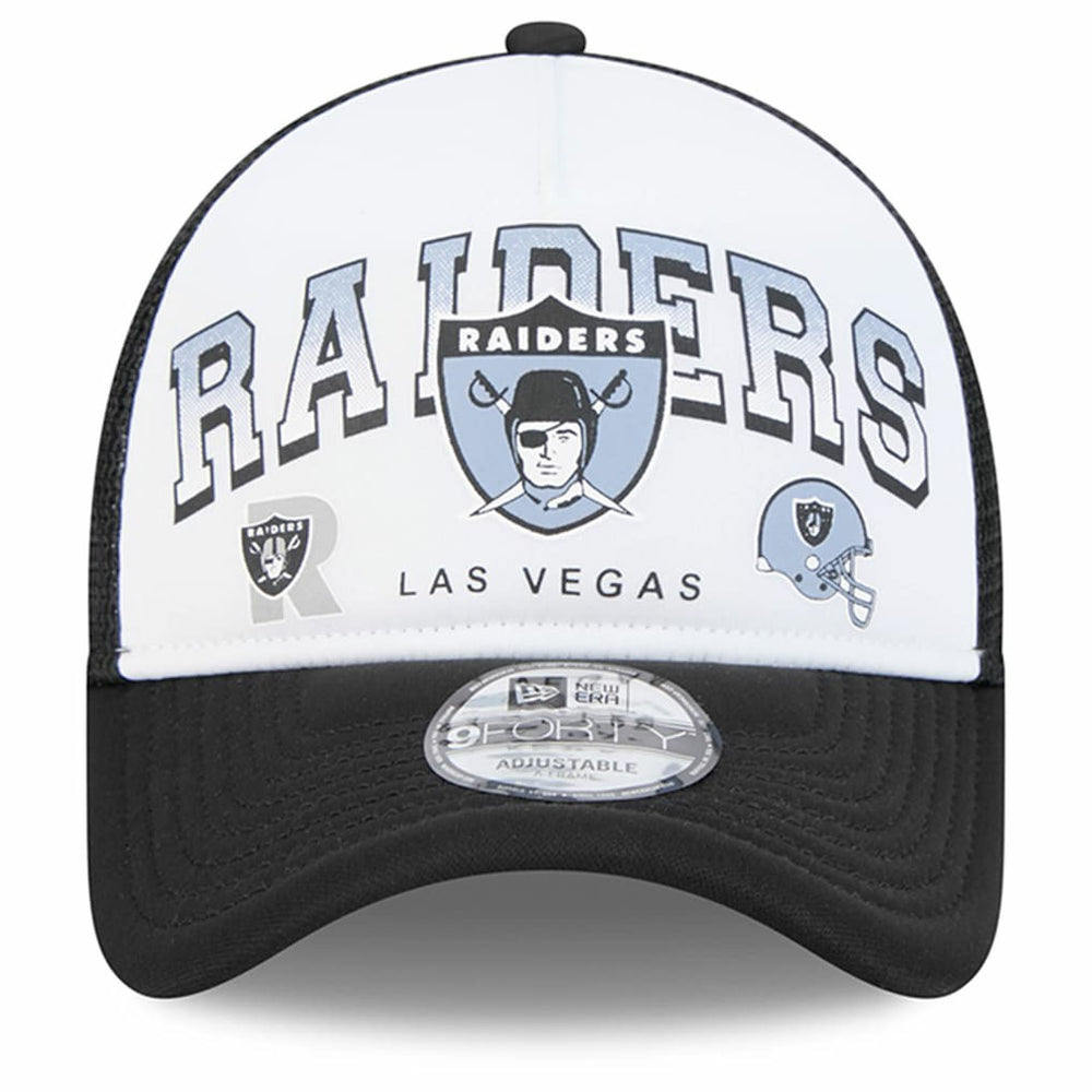 Las Vegas Raiders New Era Retro Wordmark A-Frame 9FORTY Adjustable Hat White/Black