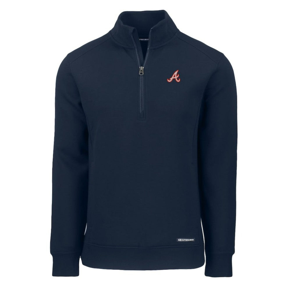 Atlanta Braves Cutter & Buck Cooperstown Collection Roam Eco Recycled Quarter-Zip Pullover - Navy Pullover