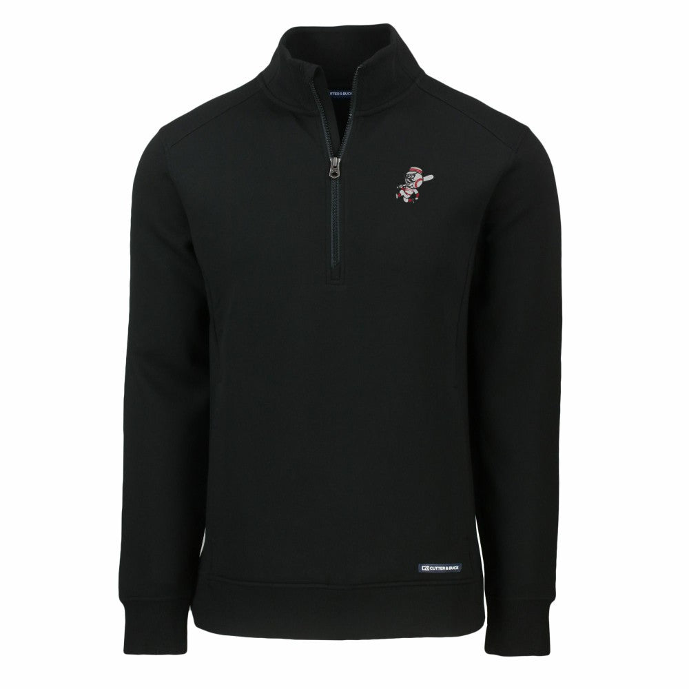 Cincinnati Reds Cutter & Buck Cooperstown Collection Roam Eco Recycled Quarter-Zip Pullover - Black Pullover