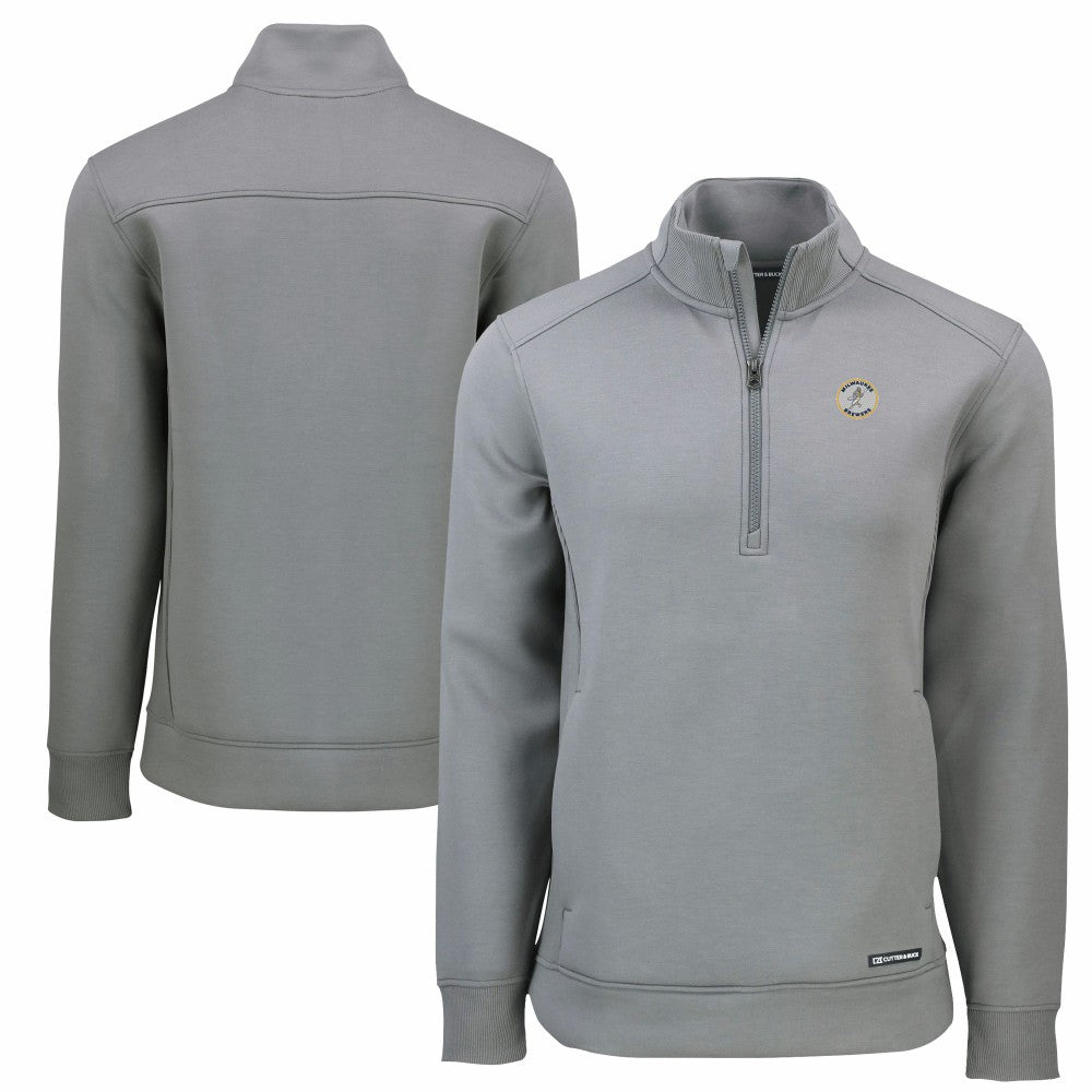 Milwaukee Brewers Cutter & Buck Cooperstown Collection Roam Eco Recycled Quarter-Zip Pullover - Gray Pullover