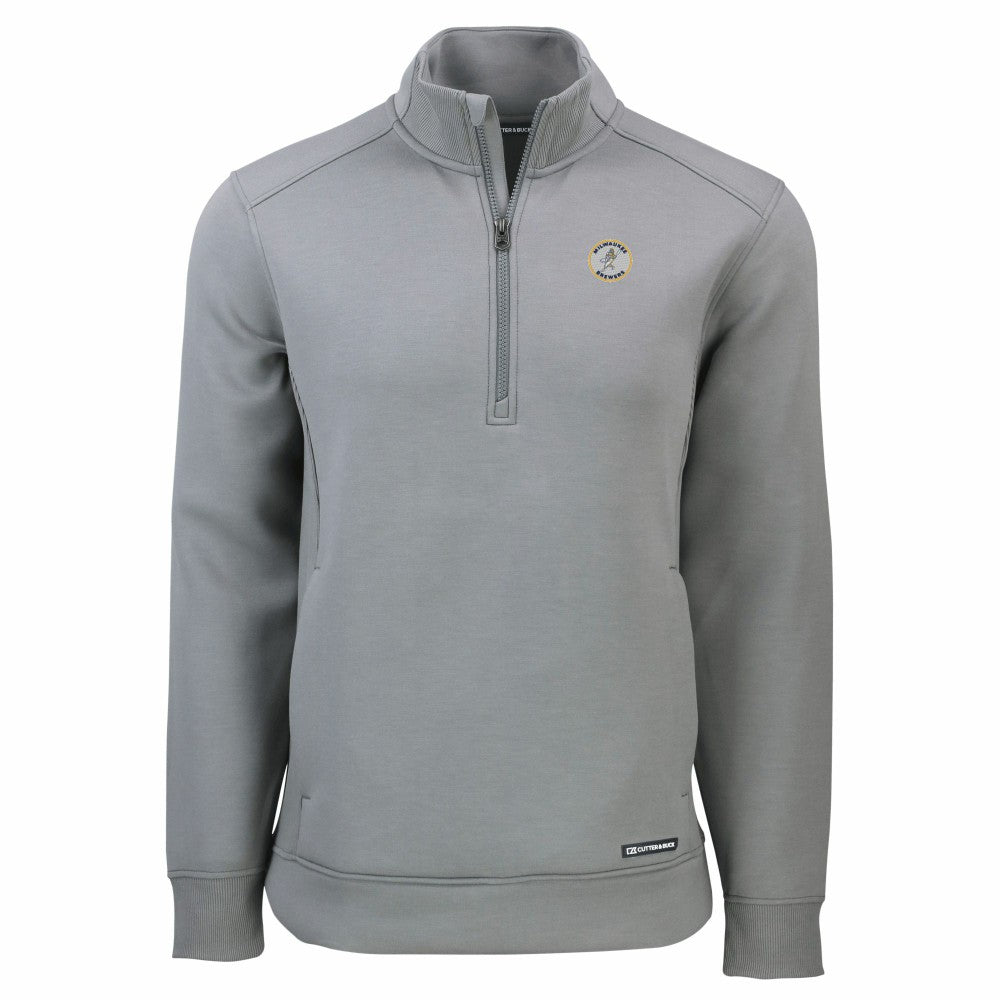 Milwaukee Brewers Cutter & Buck Cooperstown Collection Roam Eco Recycled Quarter-Zip Pullover - Gray Pullover