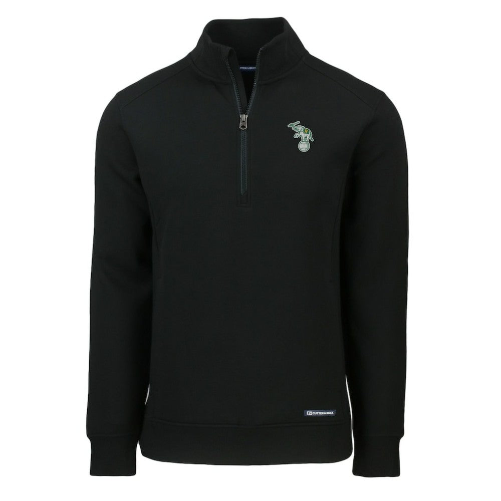 Athletics Cutter & Buck Cooperstown Collection Roam Eco Recycled Quarter-Zip Pullover - Black Pullover