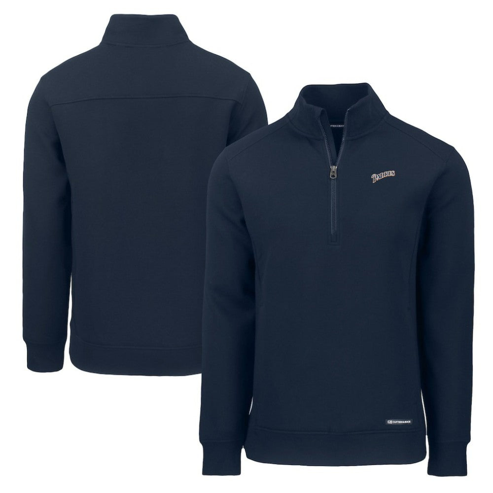 San Diego Padres Cutter & Buck Cooperstown Collection Roam Eco Recycled Quarter-Zip Pullover - Navy Pullover