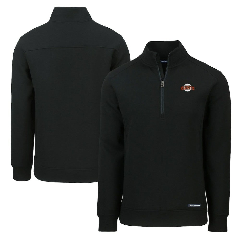 San Francisco Giants Cutter & Buck Cooperstown Collection Roam Eco Recycled Quarter-Zip Pullover - Black Pullover