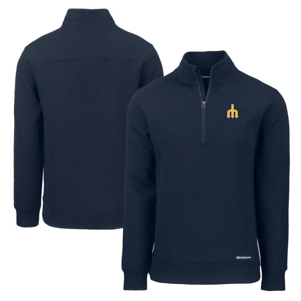 Seattle Mariners Cutter & Buck Cooperstown Collection Roam Eco Recycled Quarter-Zip Pullover - Navy Pullover