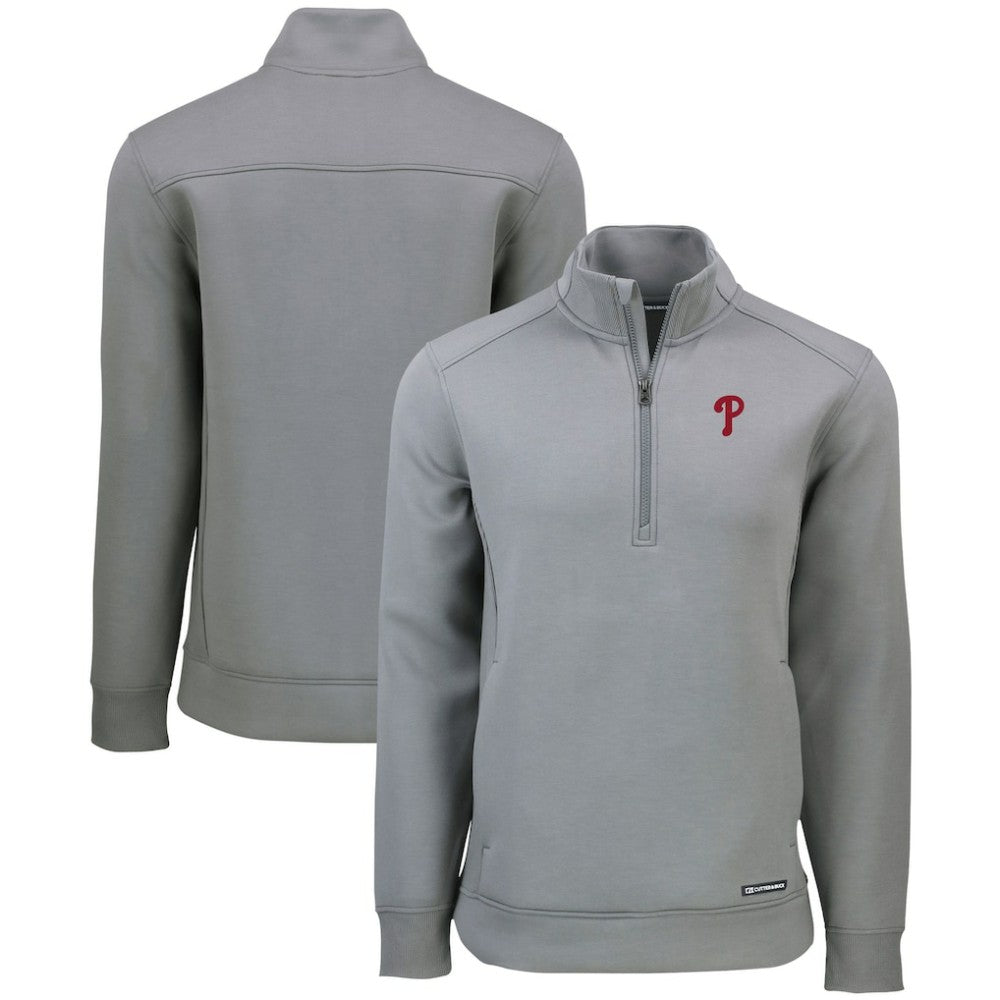 Philadelphia Phillies Cutter & Buck Roam Eco Recycled Quarter-Zip Pullover - Gray Pullover