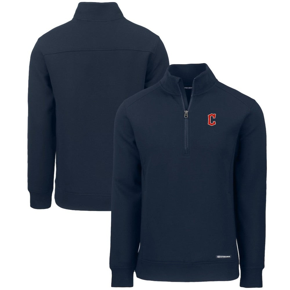 Cleveland Guardians Cutter & Buck Roam Eco Recycled Quarter-Zip Pullover - Navy Pullover