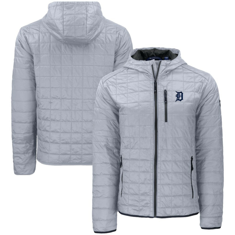Detroit Tigers Cutter & Buck Rainier Primaloft Eco Full-Zip Hooded Jacket - Gray Jackets