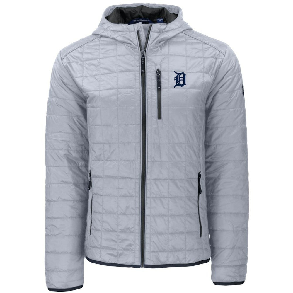 Detroit Tigers Cutter & Buck Rainier Primaloft Eco Full-Zip Hooded Jacket - Gray Jackets