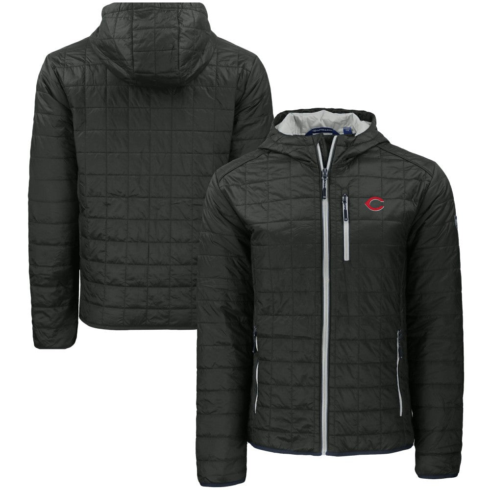 Cincinnati Reds Cutter & Buck Rainier Primaloft Eco Full-Zip Hooded Jacket - Black Jackets