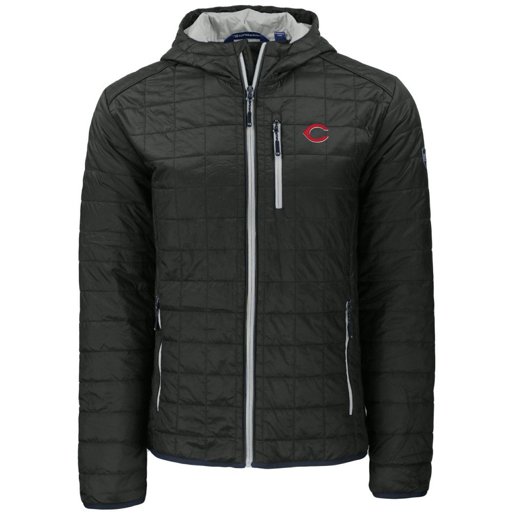 Cincinnati Reds Cutter & Buck Rainier Primaloft Eco Full-Zip Hooded Jacket - Black Jackets