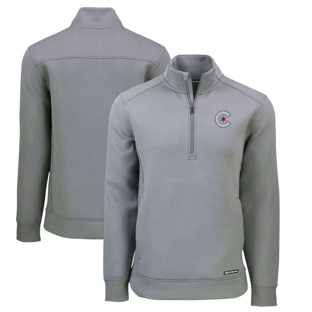 Chicago Cubs Cutter & Buck City Connect Roam Eco Recycled Quarter-Zip Pullover - Gray Pullover