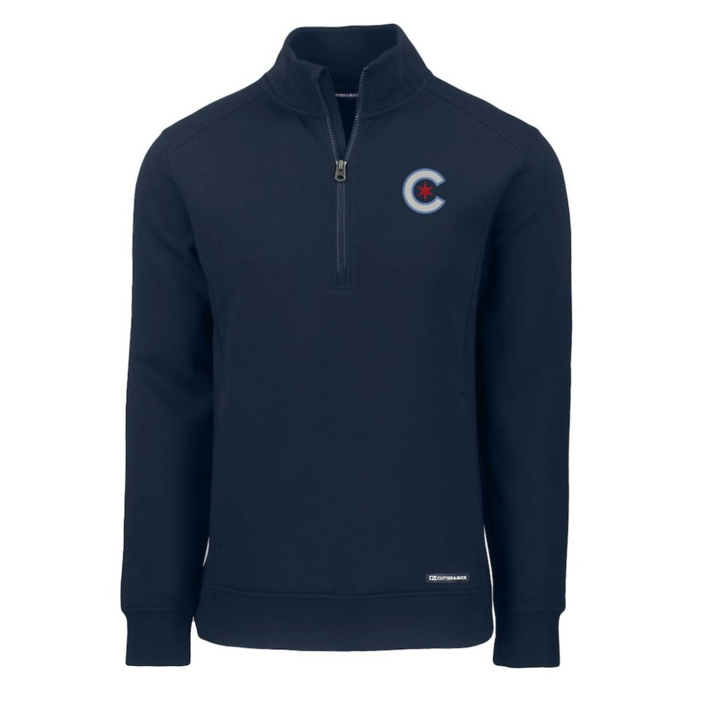 Chicago Cubs Cutter & Buck City Connect Roam Eco Recycled Quarter-Zip Pullover - Navy Pullover