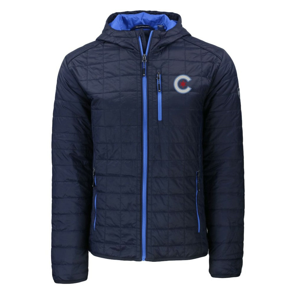 Chicago Cubs Cutter & Buck City Connect Rainier Primaloft Eco Full-Zip Hooded Jacket - Navy Jackets