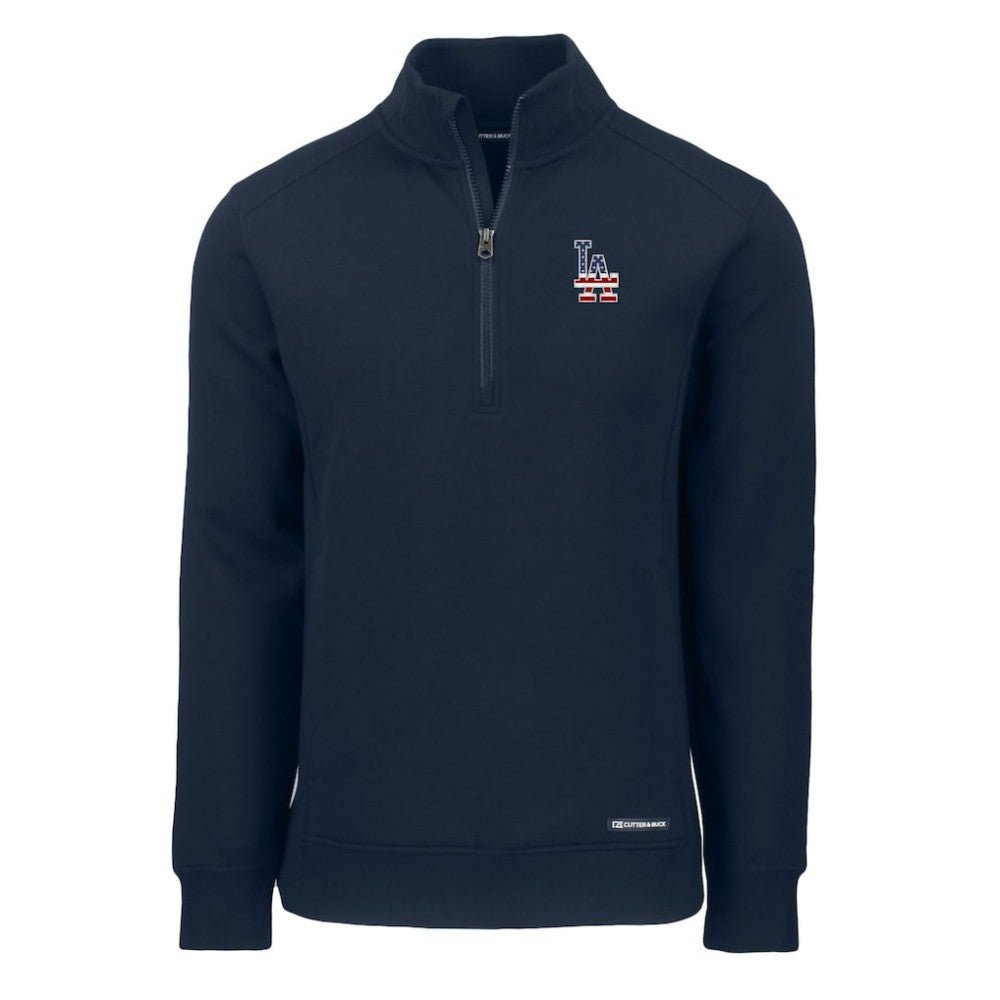 Los Angeles Dodgers Cutter & Buck Americana Roam Eco Recycled Quarter-Zip Sweatshirt - Navy Sweatshirts