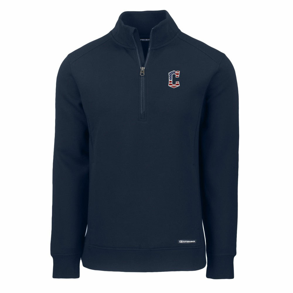 Cleveland Guardians Cutter & Buck Americana Roam Eco Recycled Quarter-Zip Sweatshirt - Navy Sweatshirts