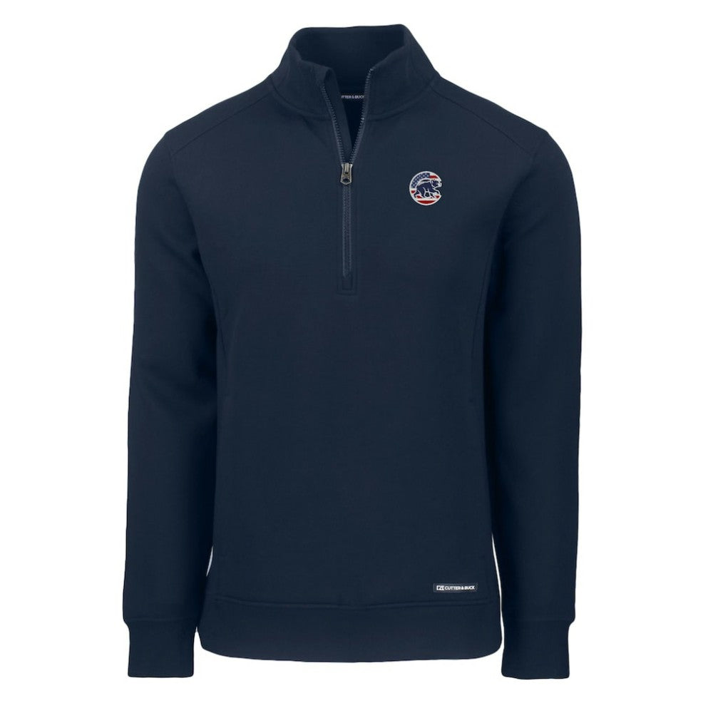 Chicago Cubs Cutter & Buck Americana Roam Eco Recycled Quarter-Zip Sweatshirt - Navy Sweatshirts