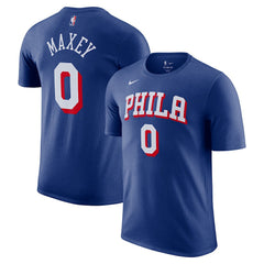 Tyrese Maxey Philadelphia 76ers Icon Edition Name & Number T-Shirt Royal