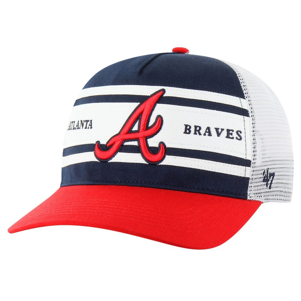Atlanta Braves '47 Gridiron Super Stripe Relaxed Trucker Hitch Adjustable Hat - Navy Hats