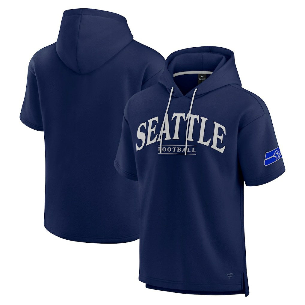 Seattle Seahawks Unisex Elements Ready Short Sleeve Pullover Hoodie College Navy