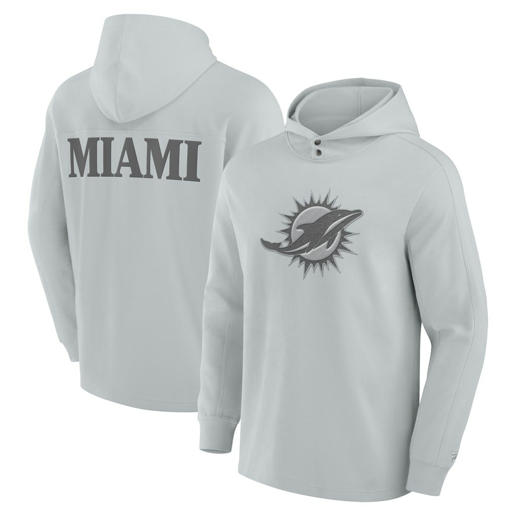 Miami Dolphins Elements Blaze Tri-Blend Long Sleeve Hoodie T-Shirt Gray