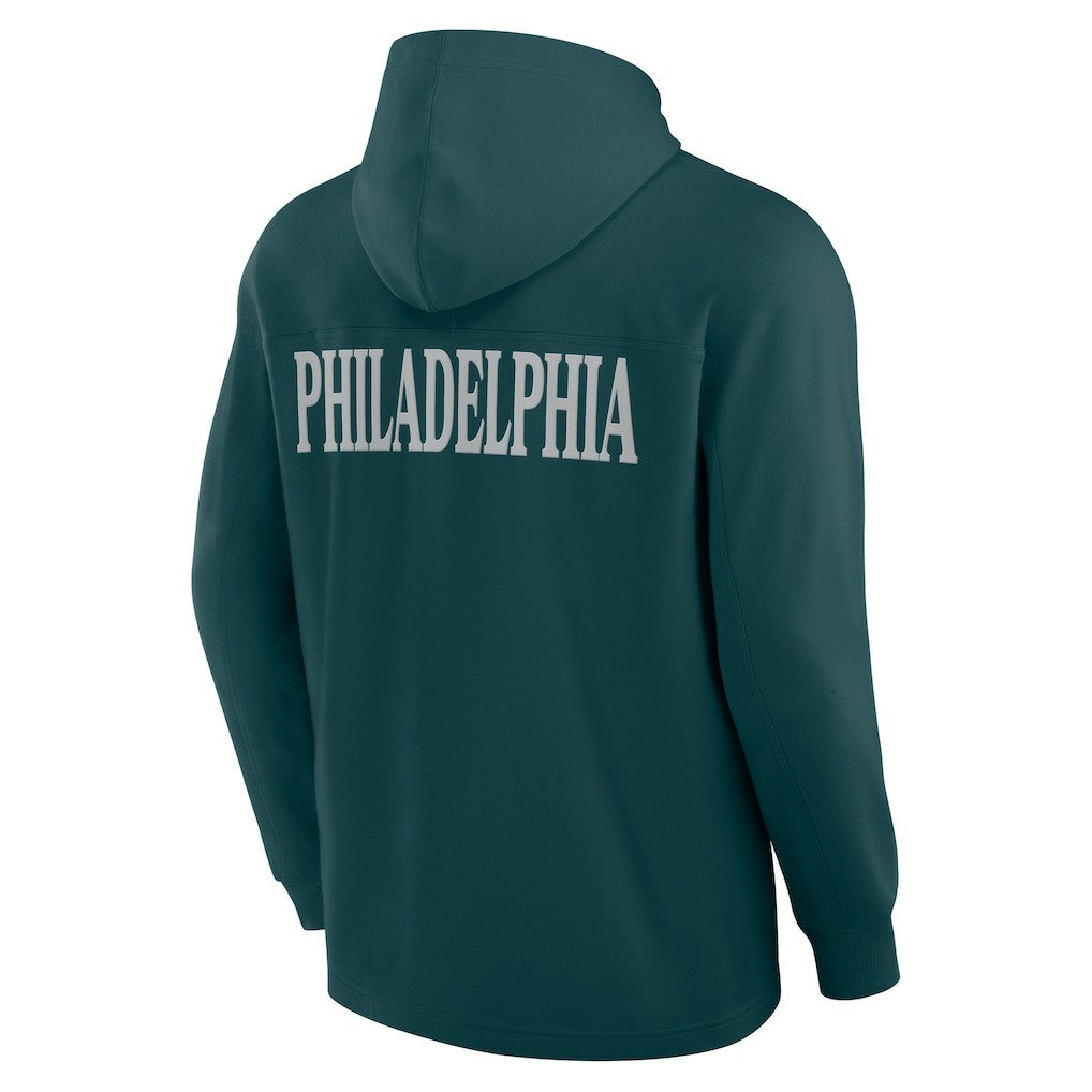Philadelphia Eagles Elements Blaze Tri-Blend Long Sleeve Hoodie T-Shirt Midnight Green