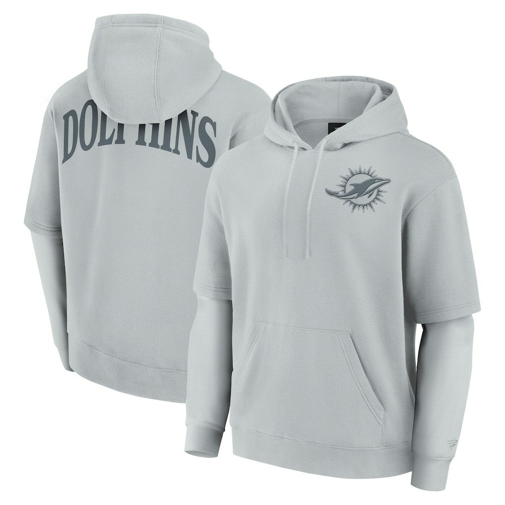 Miami Dolphins Unisex Sleek Elements Pullover Hoodie Gray
