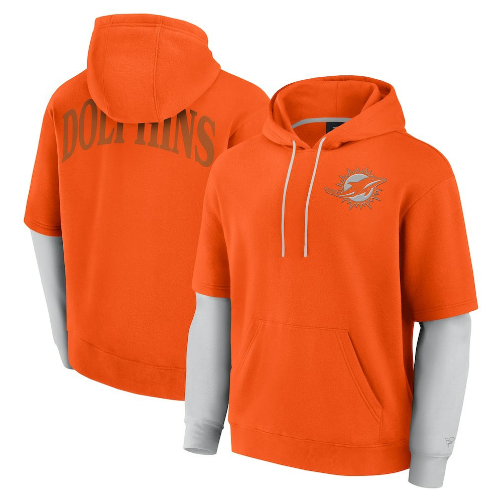 Miami Dolphins Unisex Sleek Elements Pullover Hoodie Orange