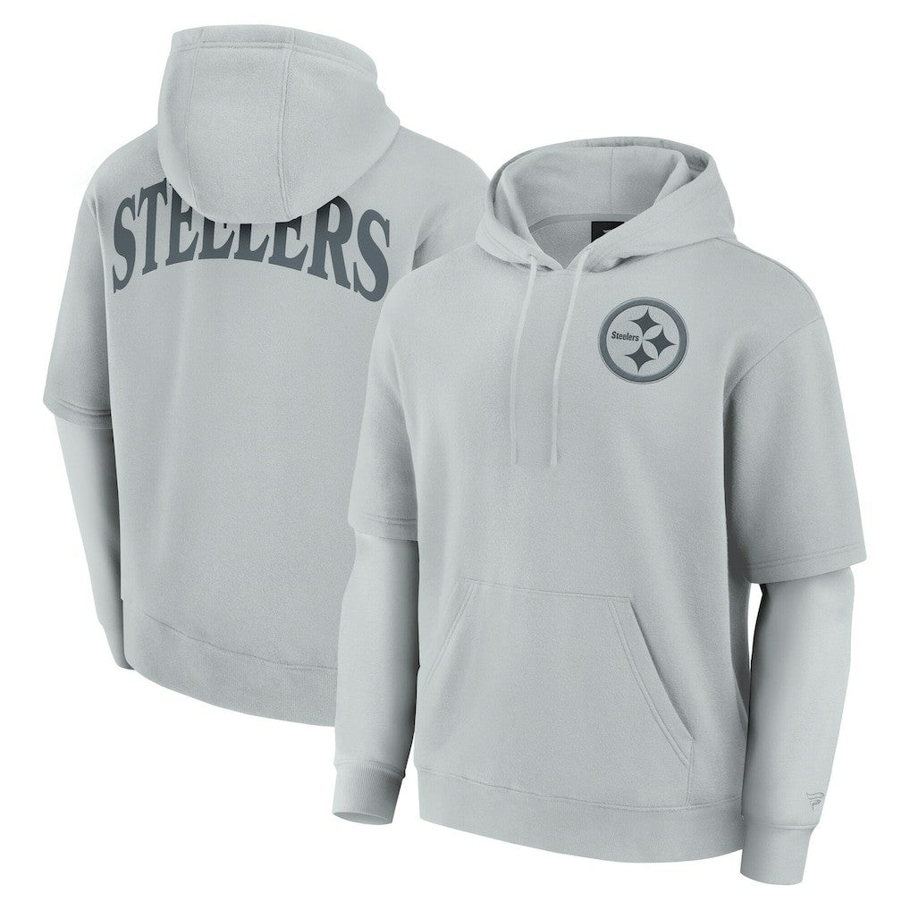 Pittsburgh Steelers Unisex Sleek Elements Pullover Hoodie Gray