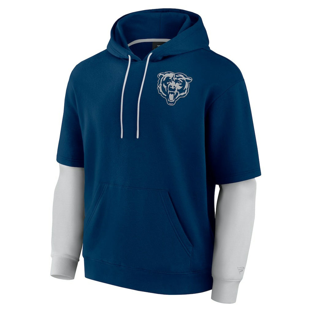 Chicago Bears Unisex Sleek Elements Pullover Hoodie Navy