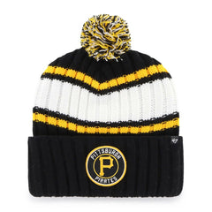 Pittsburgh Pirates '47 Plateau Cuffed Knit Hat with Pom - Black Hats