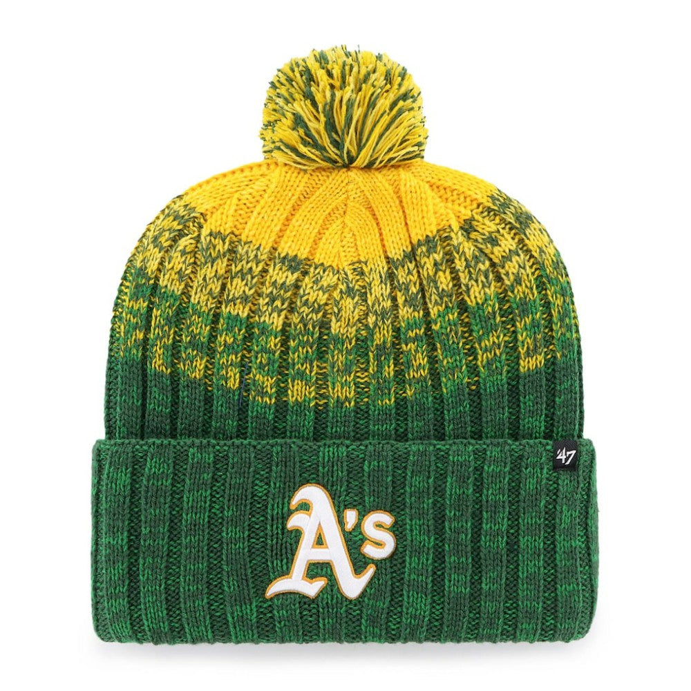 Oakland Athletics '47 Cascade Cuffed Knit Hat with Pom - Green Hats