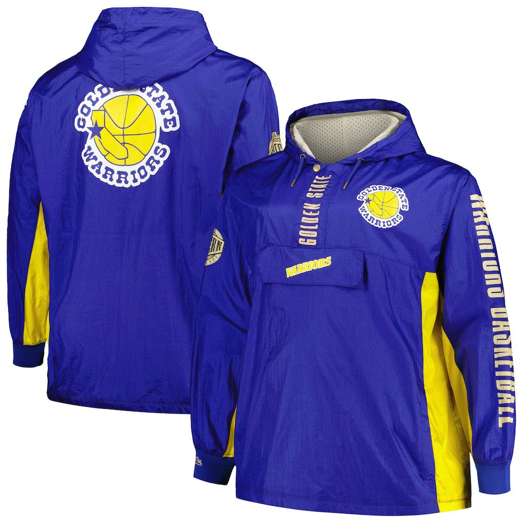 Golden State Warriors Big & Tall Hardwood Classics Team OG 2.0 Anorak Hoodie Quarter-Zip Windbreaker Jacket Royal