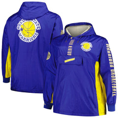 Golden State Warriors Big & Tall Hardwood Classics Team OG 2.0 Anorak Hoodie Quarter-Zip Windbreaker Jacket Royal