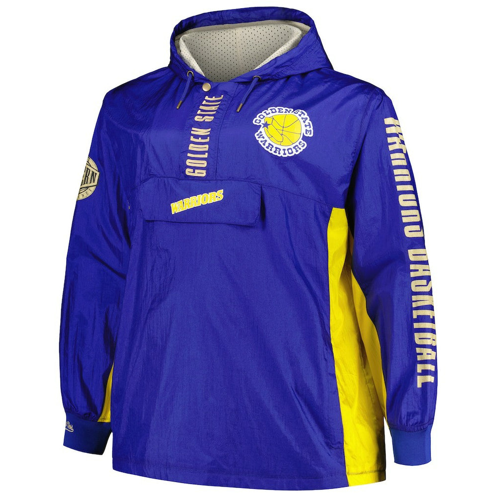 Golden State Warriors Big & Tall Hardwood Classics Team OG 2.0 Anorak Hoodie Quarter-Zip Windbreaker Jacket Royal