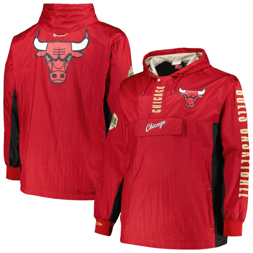 Chicago Bulls Big & Tall Hardwood Classics Team OG 2.0 Anorak Hoodie Quarter-Zip Windbreaker Jacket Red