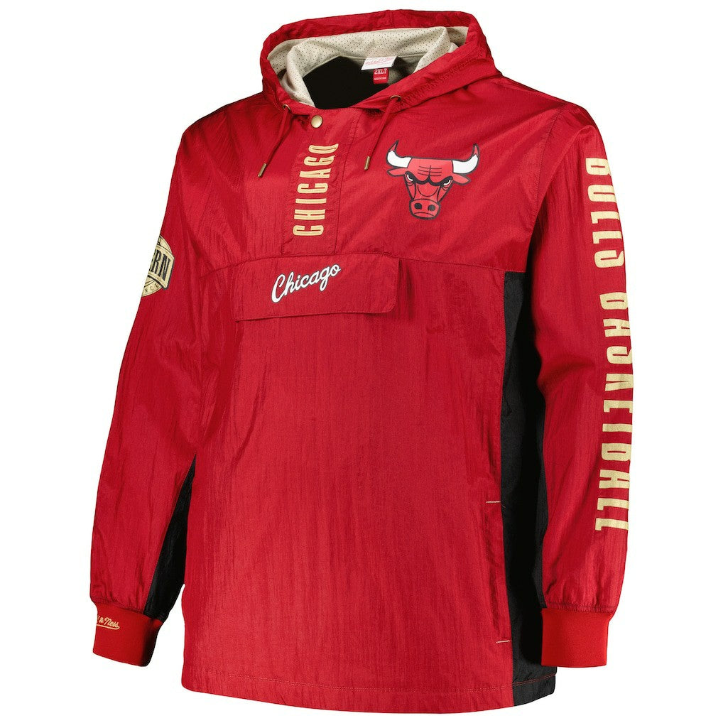 Chicago Bulls Big & Tall Hardwood Classics Team OG 2.0 Anorak Hoodie Quarter-Zip Windbreaker Jacket Red
