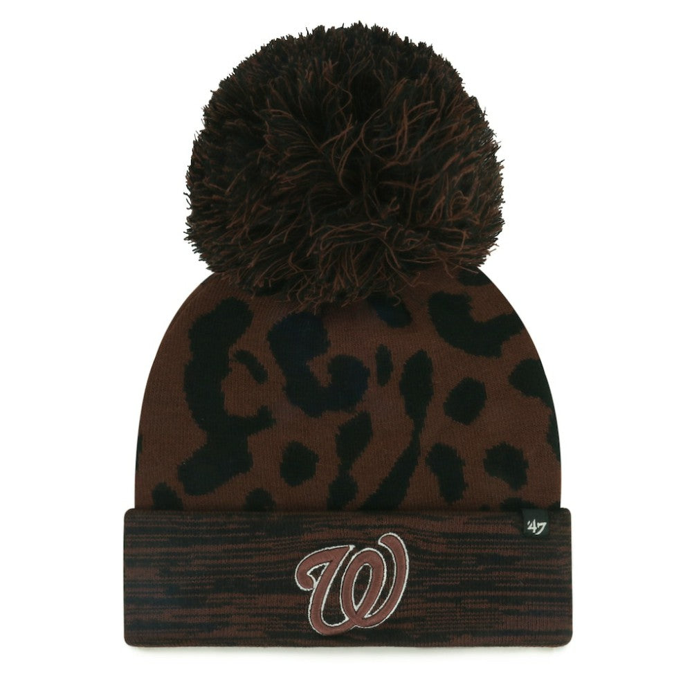 Washington Nationals '47 Women's Rosette Cuffed Knit Hat with Pom - Brown Hats