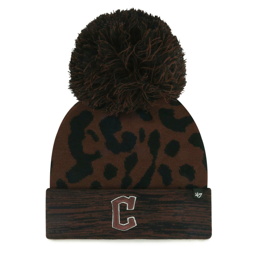 Cleveland Guardians '47 Women's Rosette Cuffed Knit Hat with Pom - Brown Hats