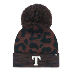 Texas Rangers '47 Women's Rosette Cuffed Knit Hat with Pom - Brown Hats