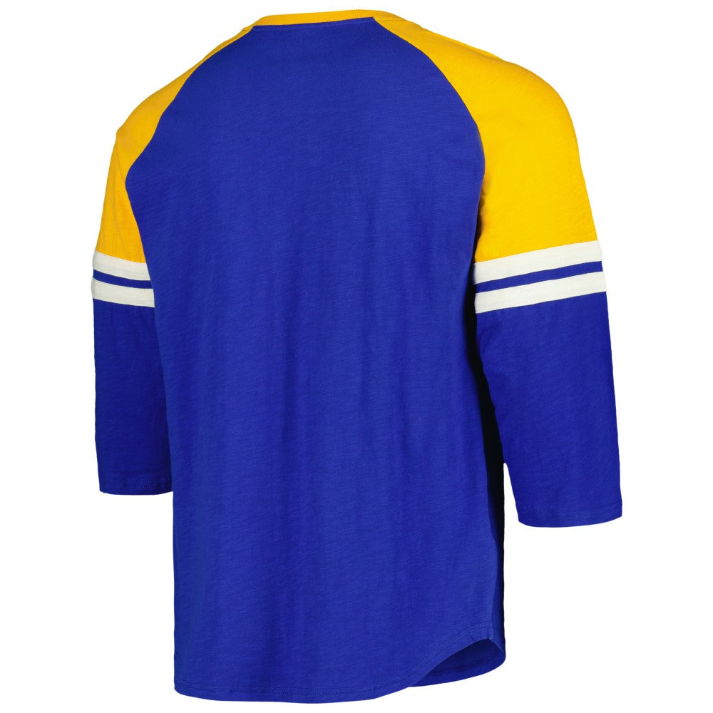 Milwaukee Brewers Mitchell & Ness Cooperstown Collection Legendary Raglan Slub Henley 3/4-Sleeve T-Shirt - Royal T-shirts