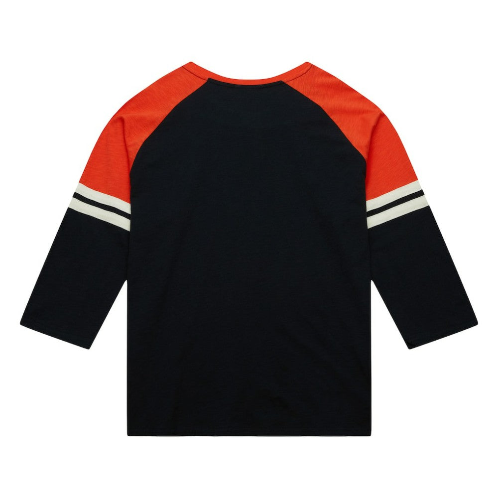 Baltimore Orioles Mitchell & Ness Cooperstown Collection Legendary Raglan Slub Henley 3/4-Sleeve T-Shirt - Black T-shirts