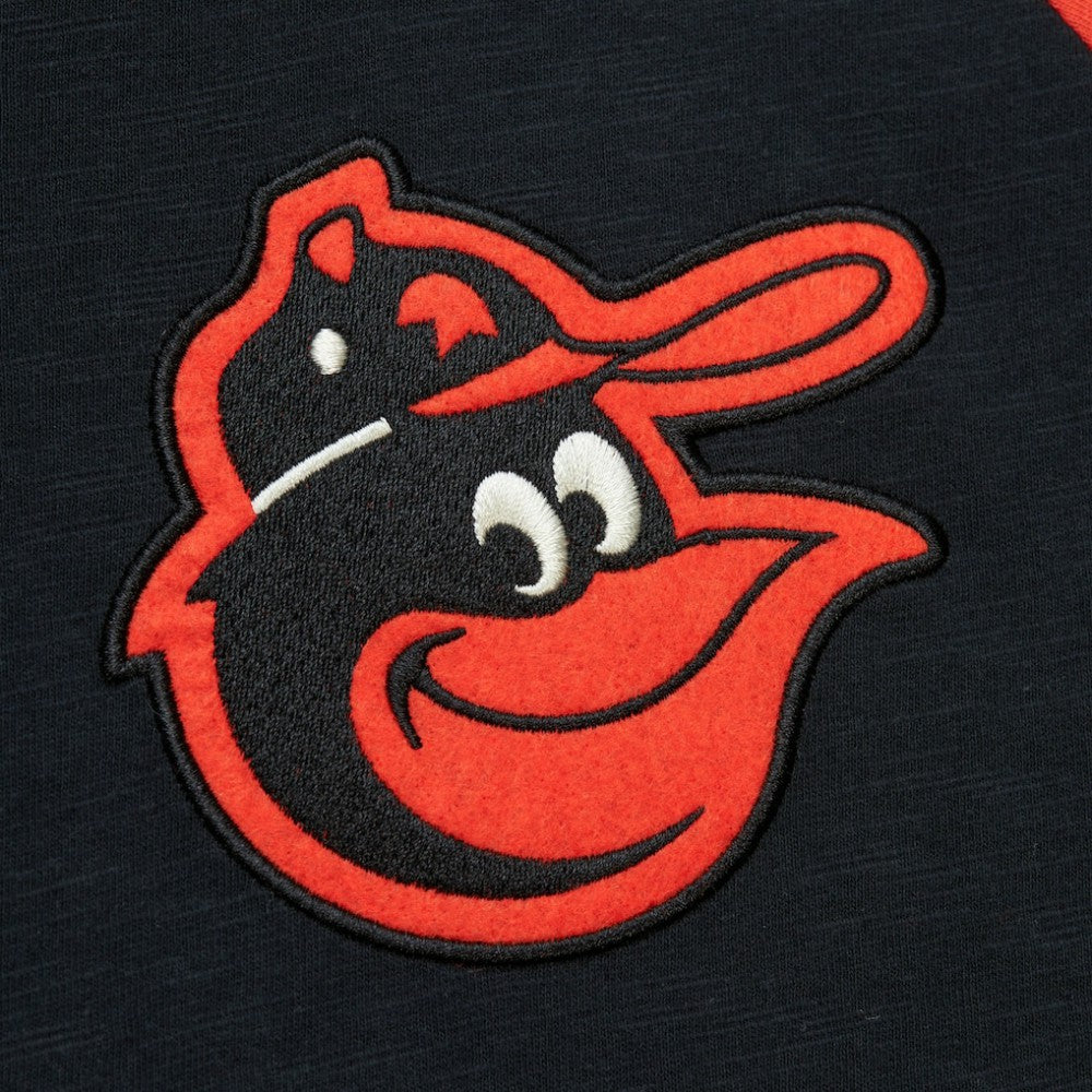 Baltimore Orioles Mitchell & Ness Cooperstown Collection Legendary Raglan Slub Henley 3/4-Sleeve T-Shirt - Black T-shirts