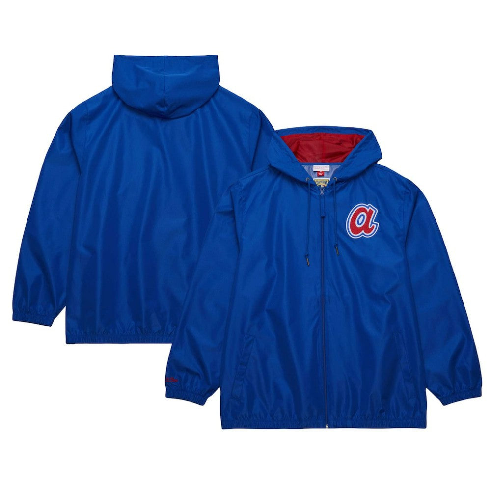 Atlanta Braves Mitchell & Ness Cooperstown Collection Vintage Logo Full-Zip Hoodie Windbreaker Jacket - Royal Jackets