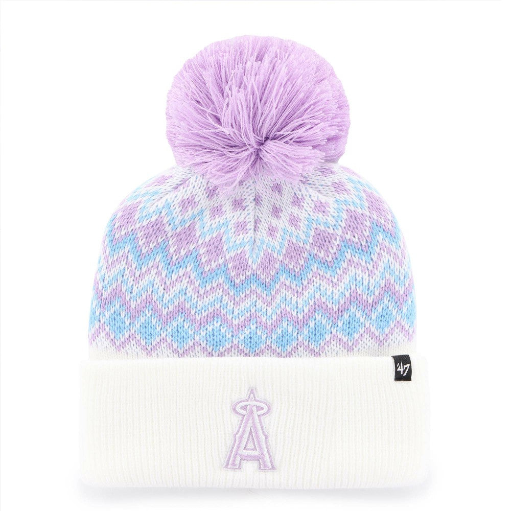 Los Angeles Angels '47 Girls Youth Elsa Cuffed Knit Hat with Pom   - White Hats