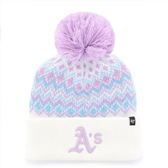 Athletics '47 Girls Youth Elsa Cuffed Knit Hat with Pom   - White Hats