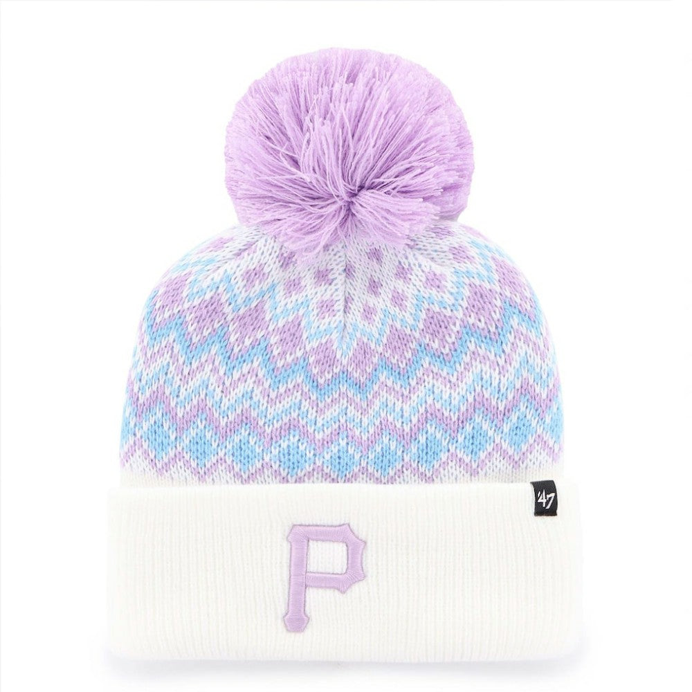 Pittsburgh Pirates '47 Girls Youth Elsa Cuffed Knit Hat with Pom   - White Hats