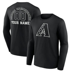 Arizona Diamondbacks Monochrome Personalized Name & Number Long Sleeve T-Shirt - Black T-shirts