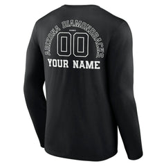 Arizona Diamondbacks Monochrome Personalized Name & Number Long Sleeve T-Shirt - Black T-shirts