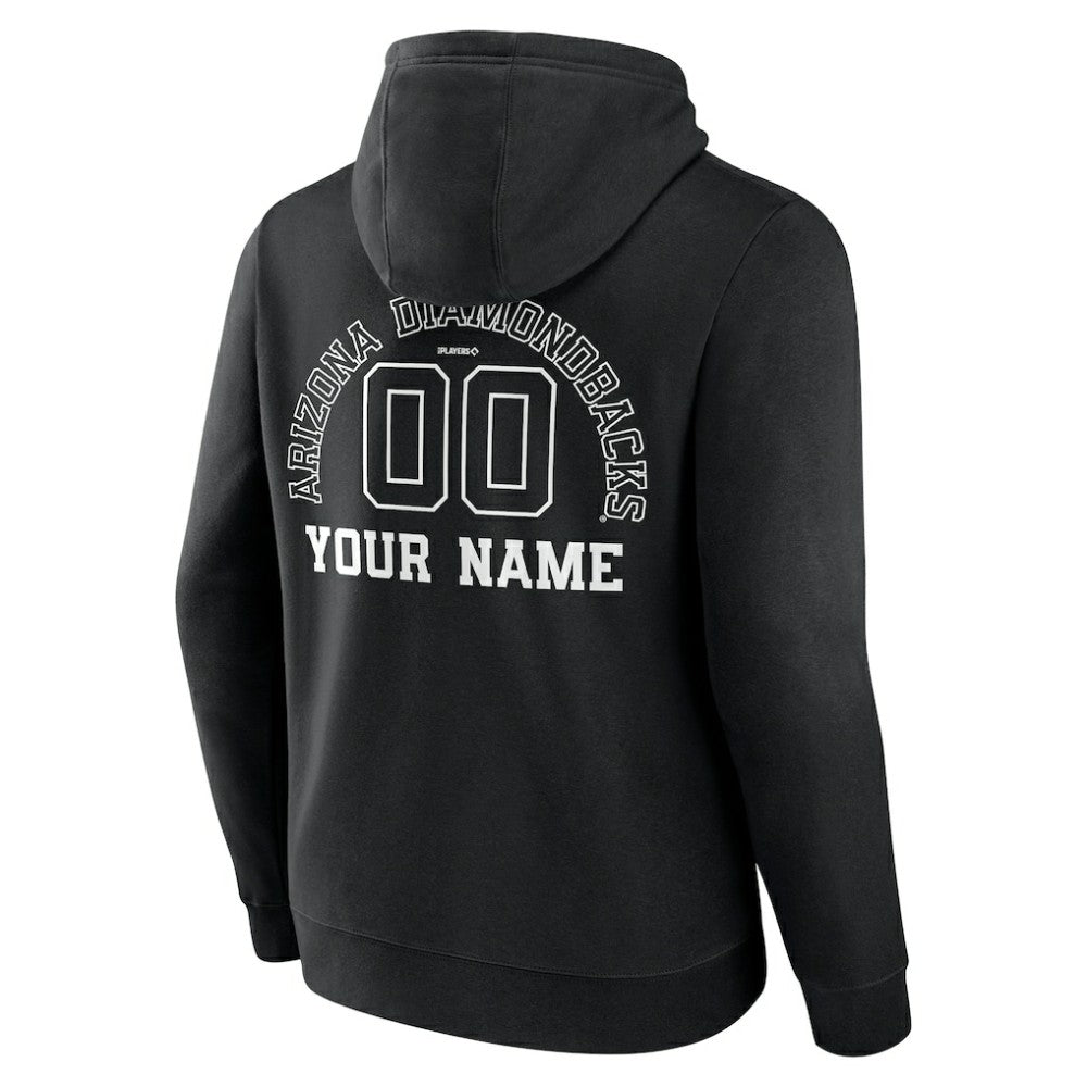 Arizona Diamondbacks Monochrome Personalized Name & Number Pullover Hoodie - Black Hoodies